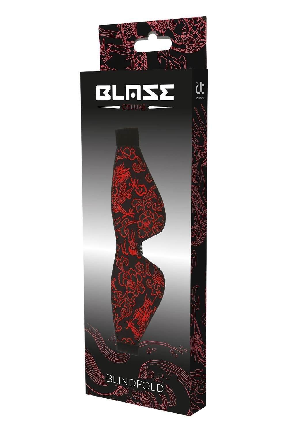 Маска на глаза черная Dream Тoys Blaze Deluxe Blindfold с красным узором в виде вышивки