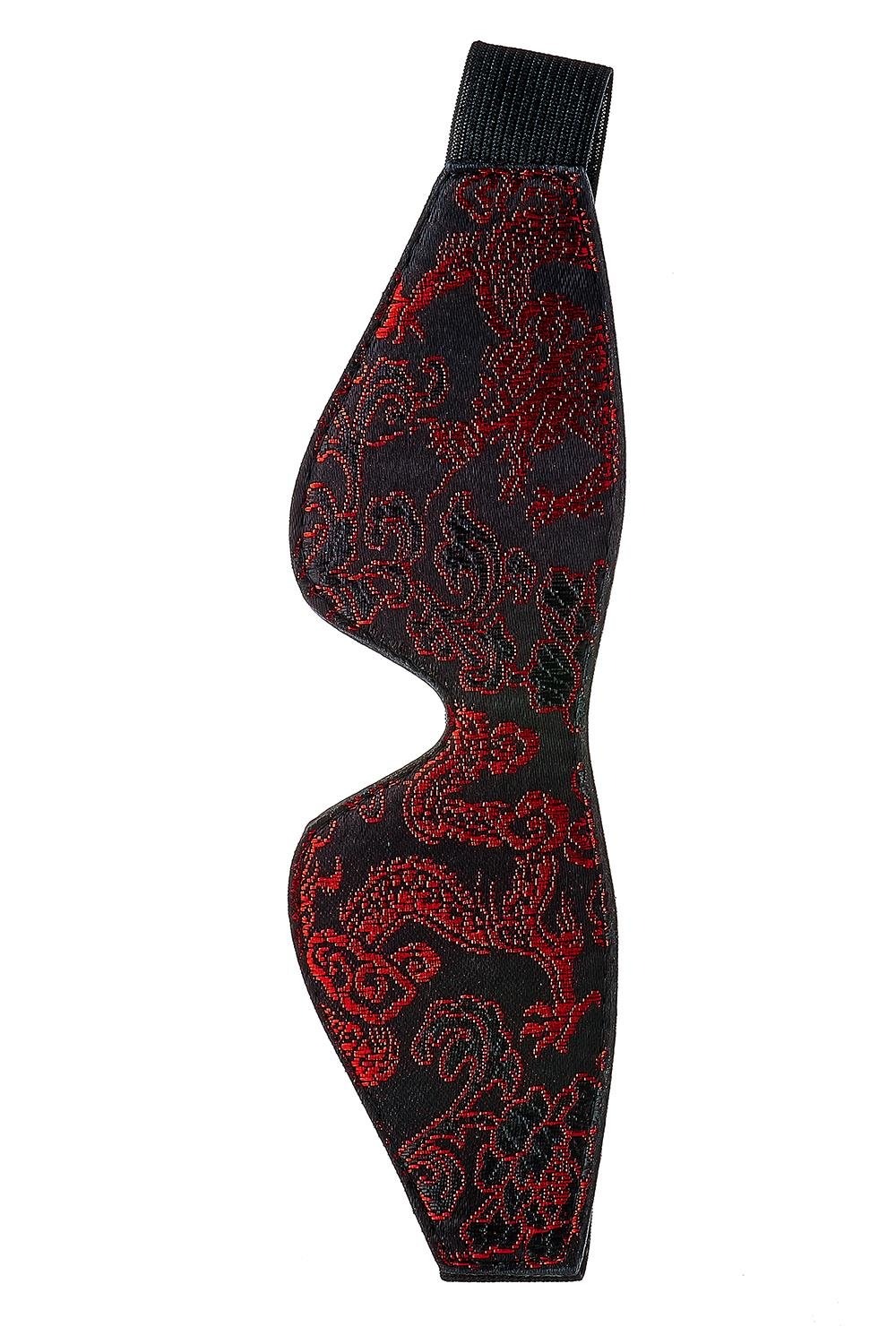 Маска на очі чорна Dream Тoys Blaze Deluxe Blindfold з червоним візерунком у вигляді вишивки