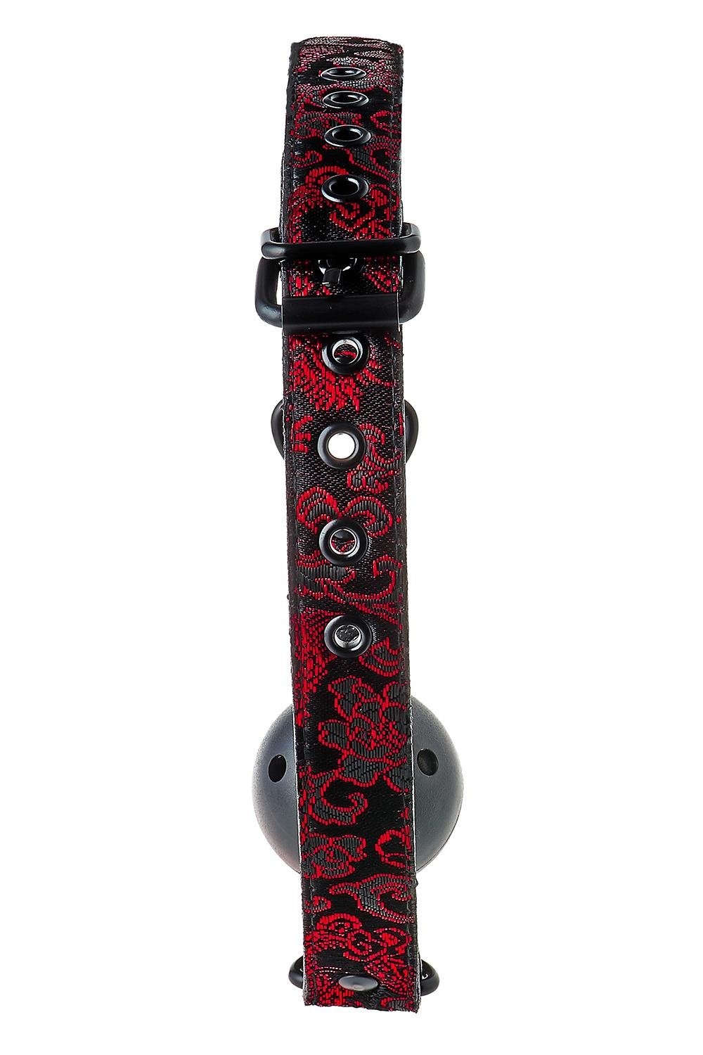 Кляп черный Dream Toys Blaze Deluxe с красным узором в виде вышивки