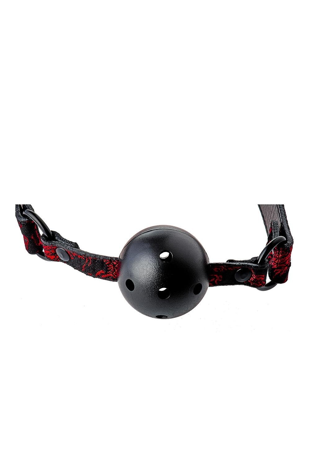 Кляп черный Dream Toys Blaze Deluxe с красным узором в виде вышивки