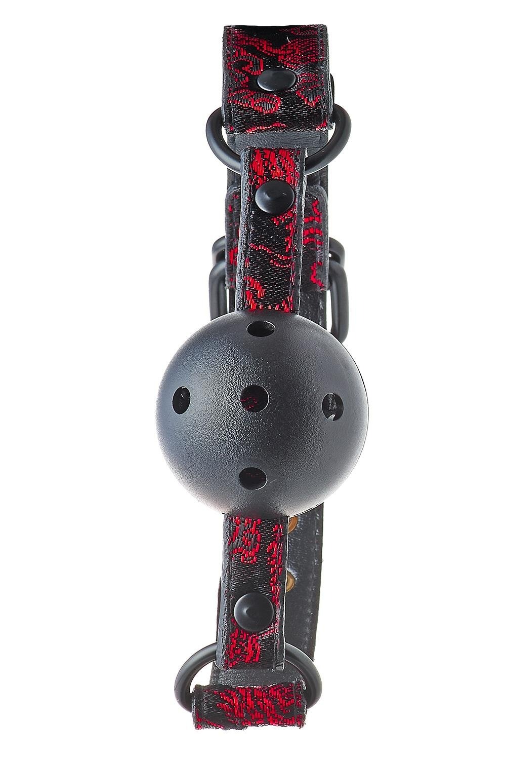 Кляп черный Dream Toys Blaze Deluxe с красным узором в виде вышивки