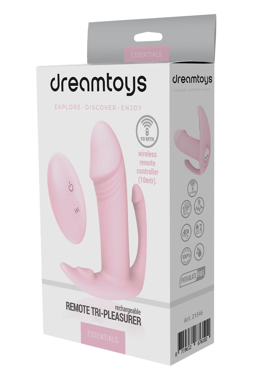 Трехточечный вибростимулятор Dream Тoys Еssentials с пультом управления, розовый