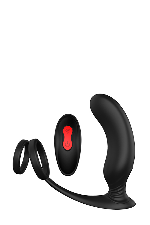 Стимулятор для простаты Dream Тoys Еssentials Remote P-Pleaser с петлей на мошонку, черный