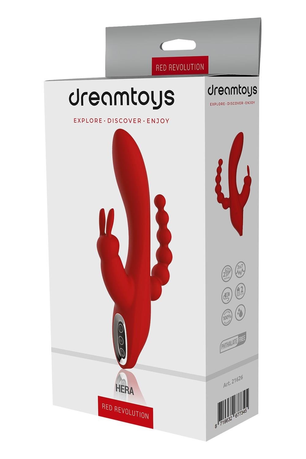 Вібромасажер потрійний Dream Toys Red Revolution Hera червоний