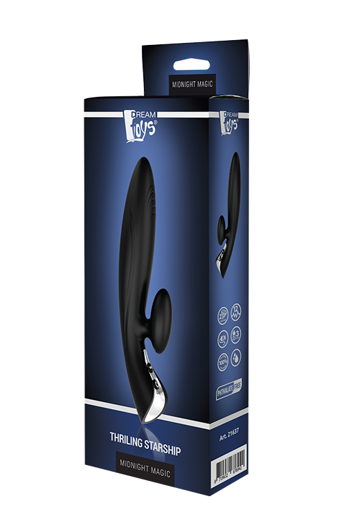 Вибромассажер кролик Dream toys Midnight Magic Thrilling, черный