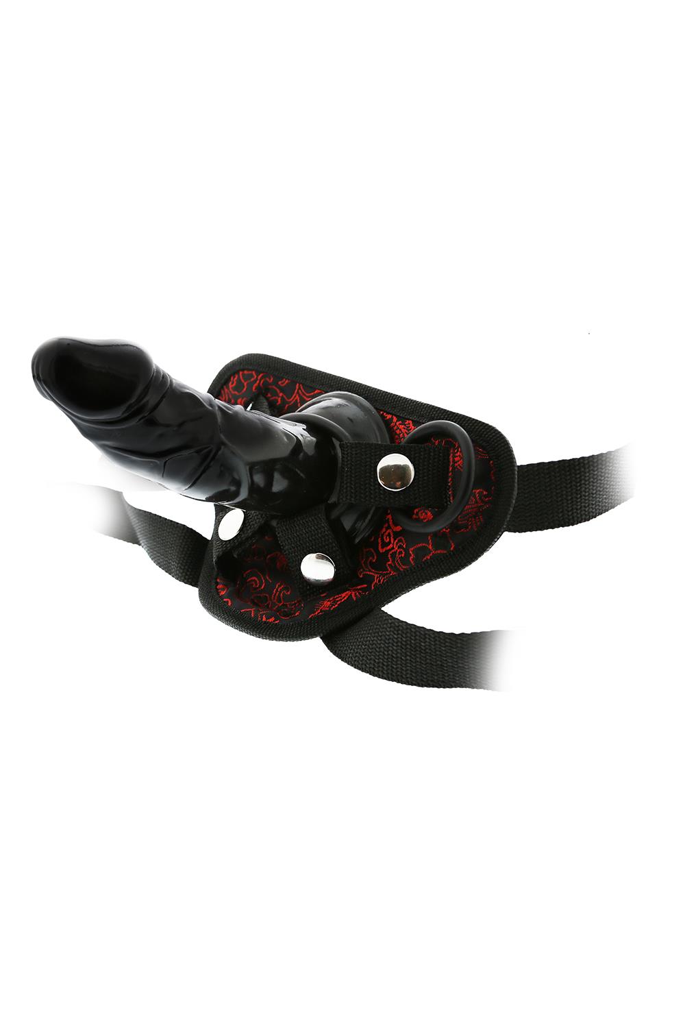 Страпон съемный Dream Toys Blaze Deluxe Strap-On Dildo на черных трусиках с красной вышивкой
