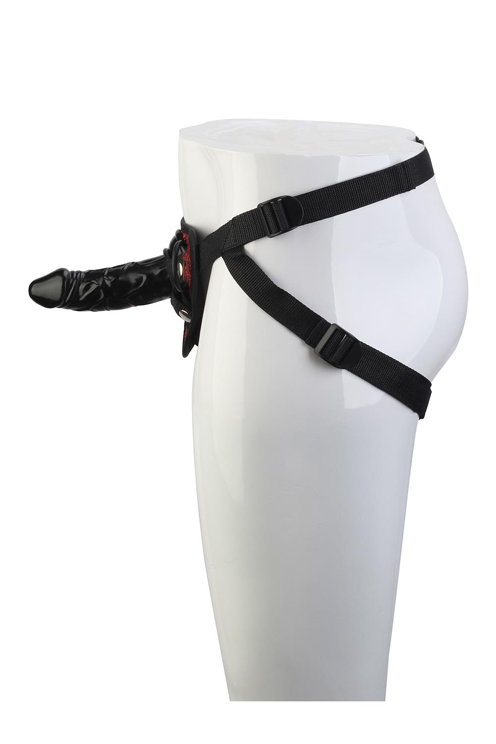 Страпон съемный Dream Toys Blaze Deluxe Strap-On Dildo на черных трусиках с красной вышивкой