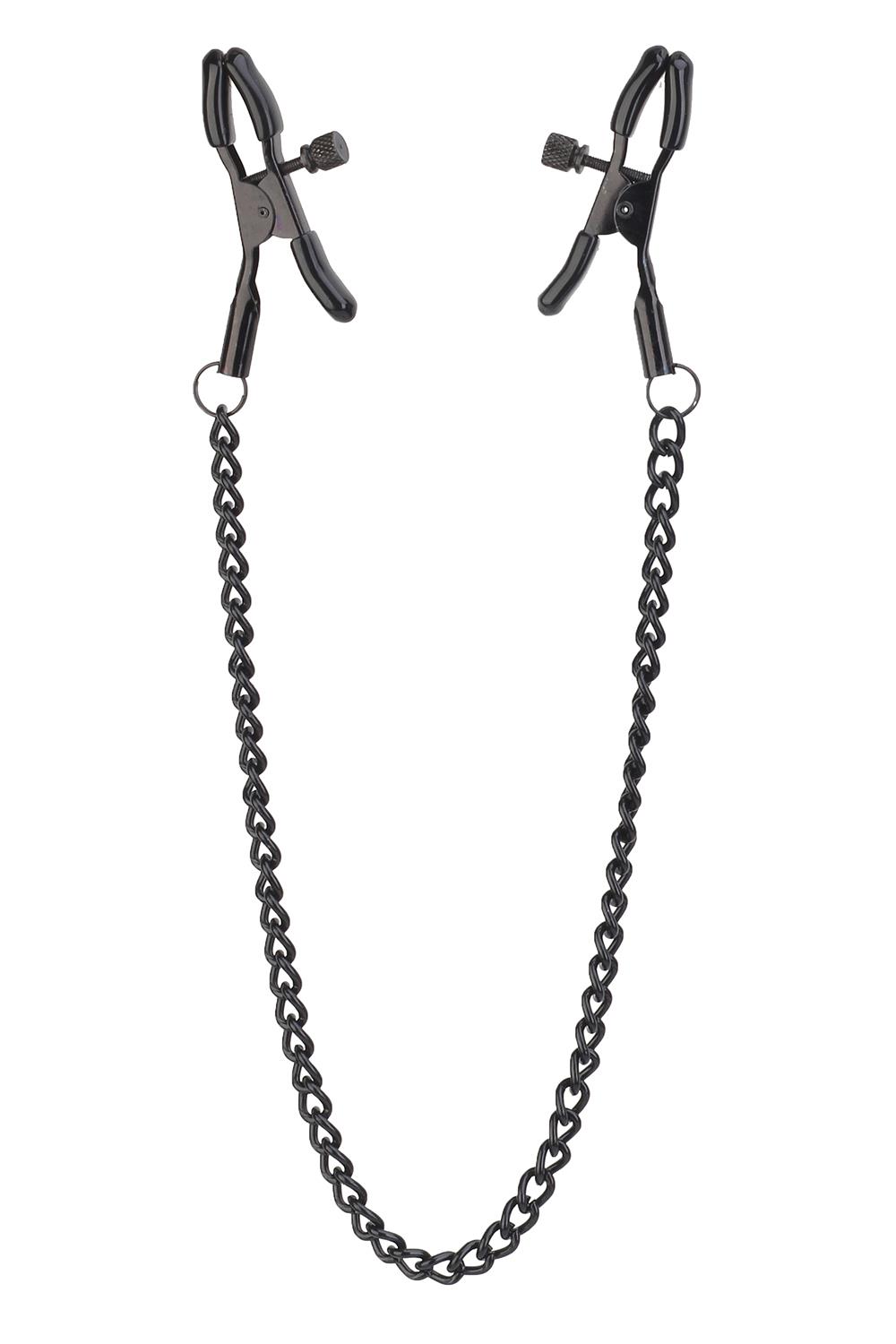 Затискачі для сосків Dream Toys Blaze Deluxe Nipple Clamps на чорному ланцюжку