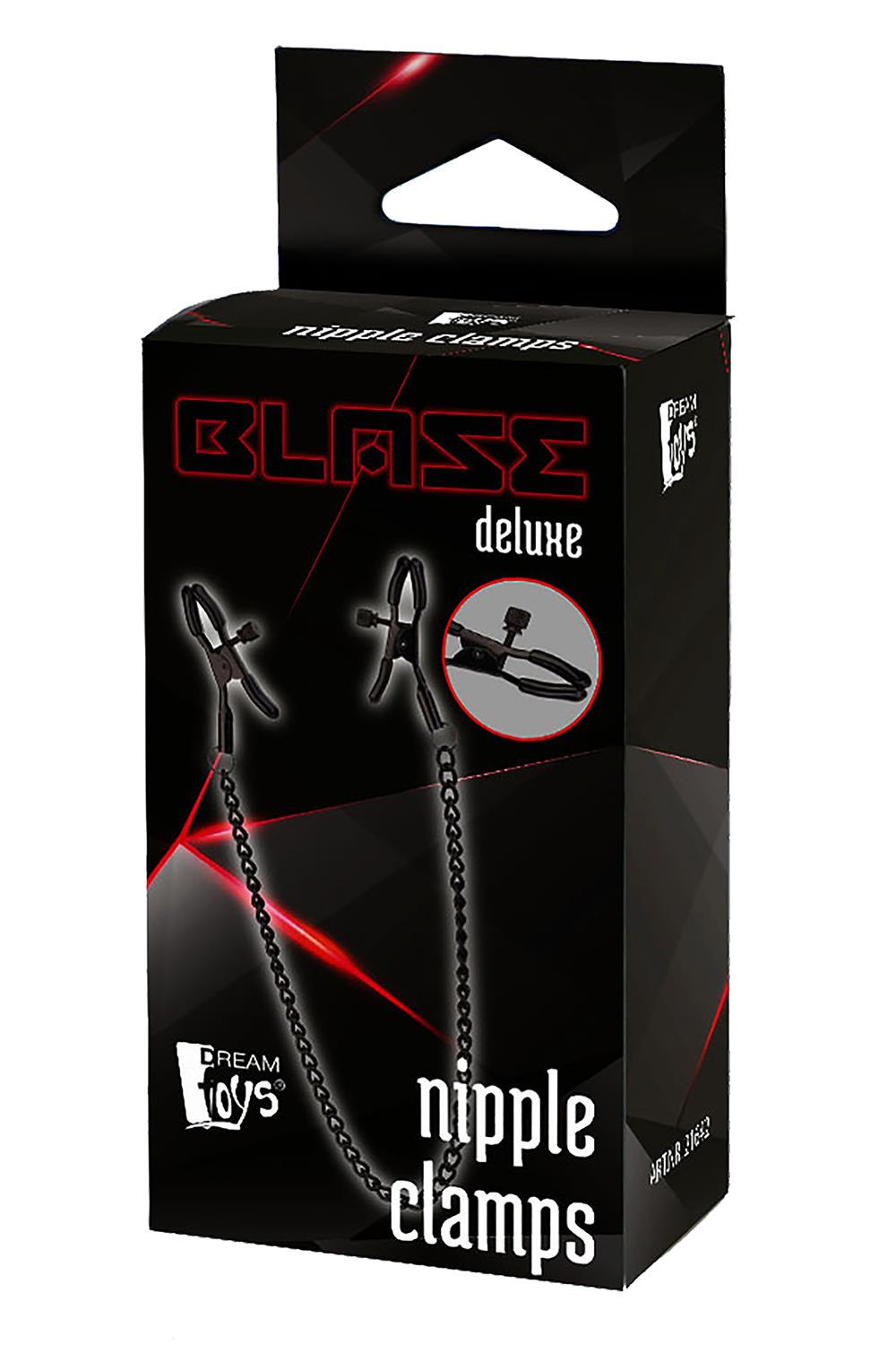 Затискачі для сосків Dream Toys Blaze Deluxe Nipple Clamps на чорному ланцюжку