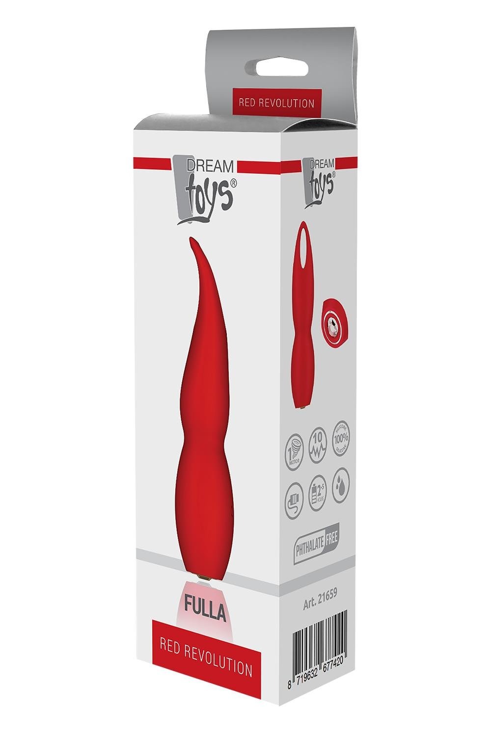 Вибратор Dream Toys Red Revolution Fulla с гибким наконечником лепестком, красный