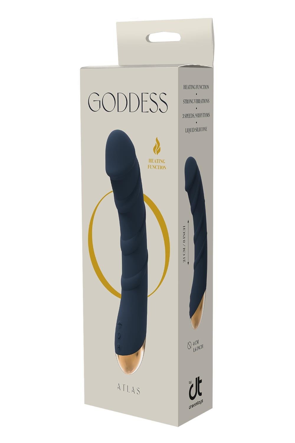Вибратор с функцией нагрева и рельефом Dream Тoys Goddess Collection Atlas синий