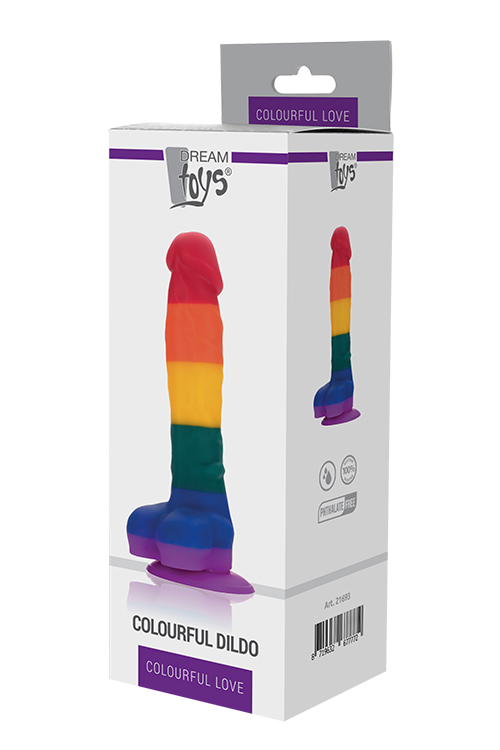 Радужный фаллоимитатор на присоске Dream toys Colourful Love Rainbow Dildo, 20 см х 3.8 см