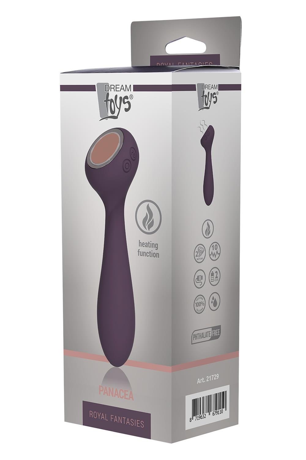 Вибромассажер двухсторонний с функцией нагрева Dream toys Royal Fantasies Panacea фиолетовый