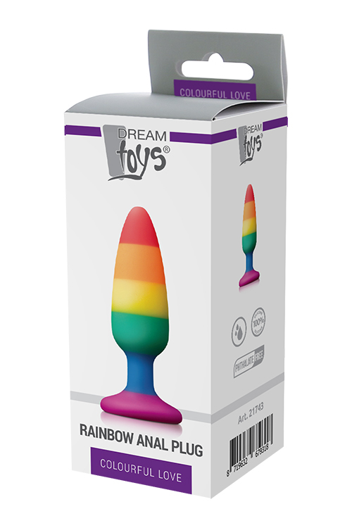Радужная анальная пробка COLOURFUL LOVE RAINBOW ANAL PLUG MEDIUM