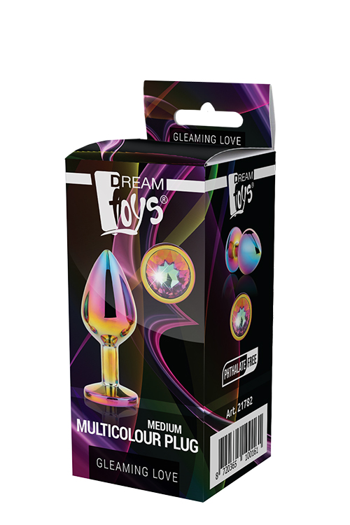 Dt21782 Райдужна анальна пробка GLEAMING LOVE MULTICOLOUR PLUG MEDIUM