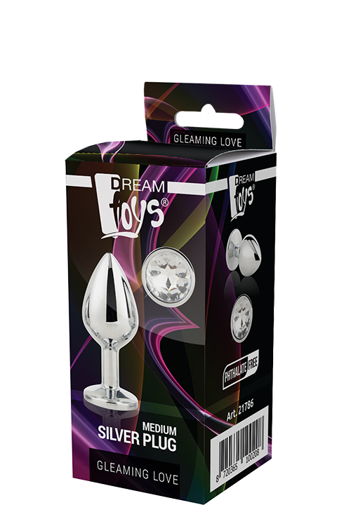 Dt21786 анальна пробка з каменем GLEAMING LOVE SILVER PLUG MEDIUM