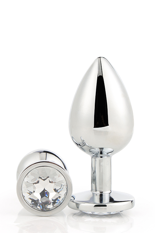 Dt21786 анальна пробка з каменем GLEAMING LOVE SILVER PLUG MEDIUM