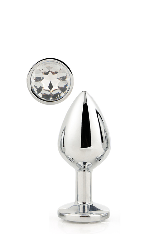Dt21786 анальна пробка з каменем GLEAMING LOVE SILVER PLUG MEDIUM