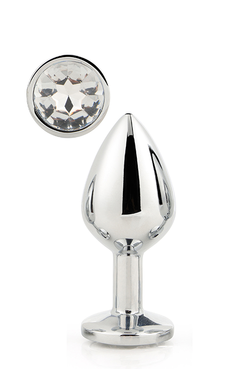 Dt21787 анальна пробка з каменем GLEAMING LOVE SILVER PLUG LARGE