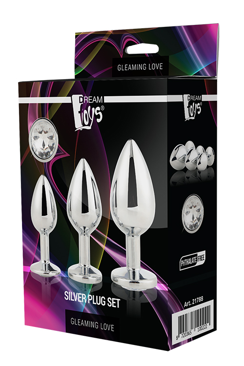 Набір анальних пробок Dream Toys GLEAMING LOVE SILVER PLUG SET