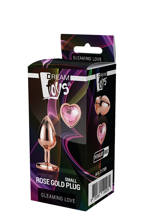Dt21789 анальна пробка з серцем GLEAMING LOVE ROSE GOLD PLUG SMALL