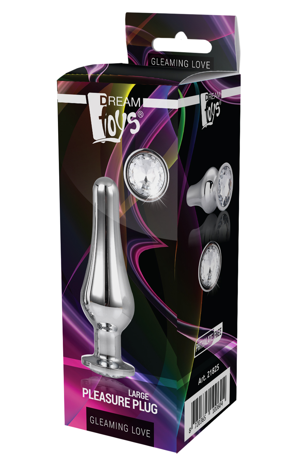 DT21825 анальна пробка конічної форми Dream Toys GLEAMING LOVE SILVER PLEASURE PLUG L