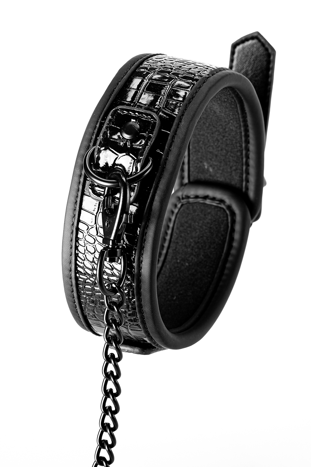 Нашийник з повідцем BLAZE LUXURY COLLAR AND LEASH CROCO BLACK