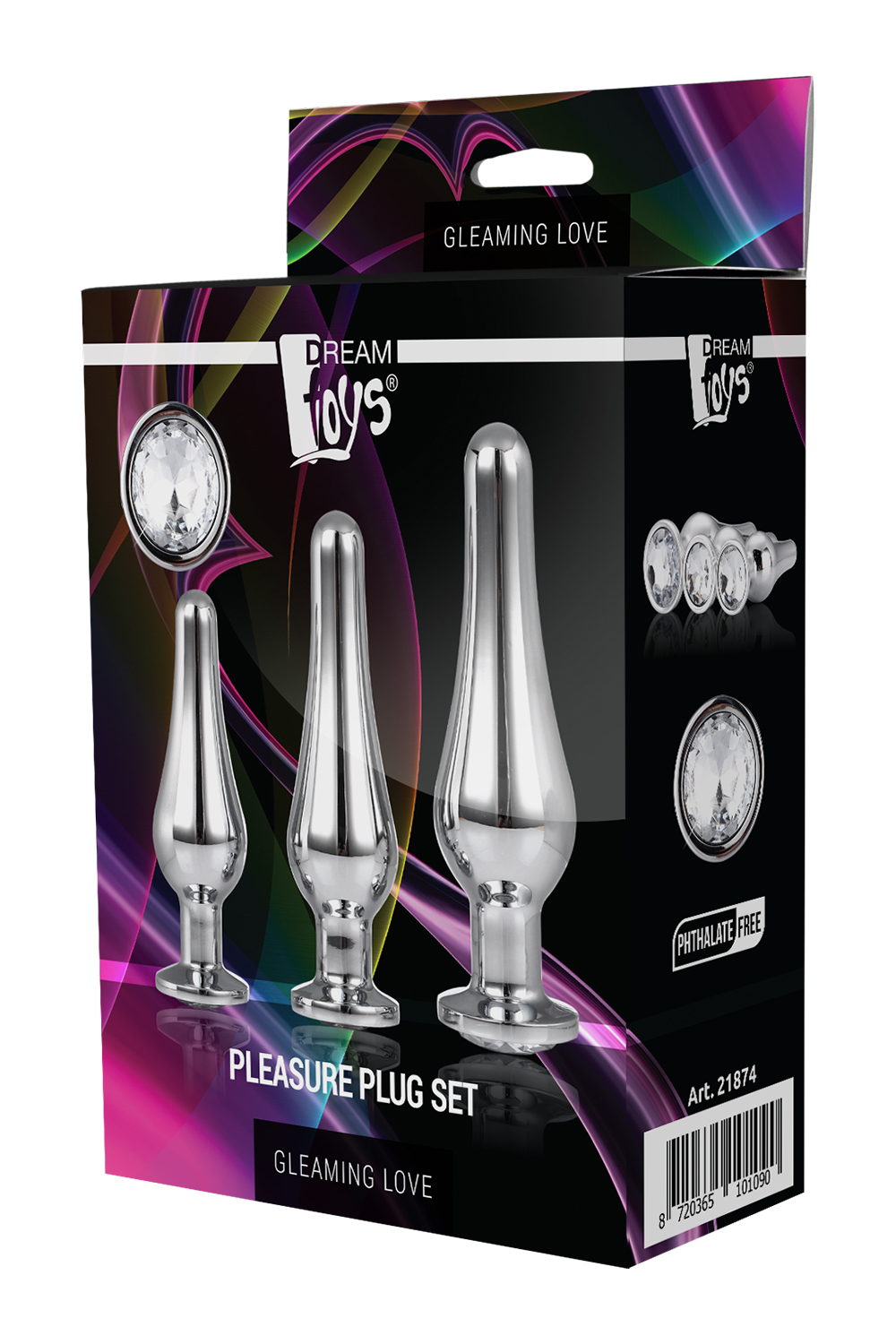 DT21874 набір анальних пробок конічної форми Dream Toys GLEAMING LOVE PLEASURE SET SILVER