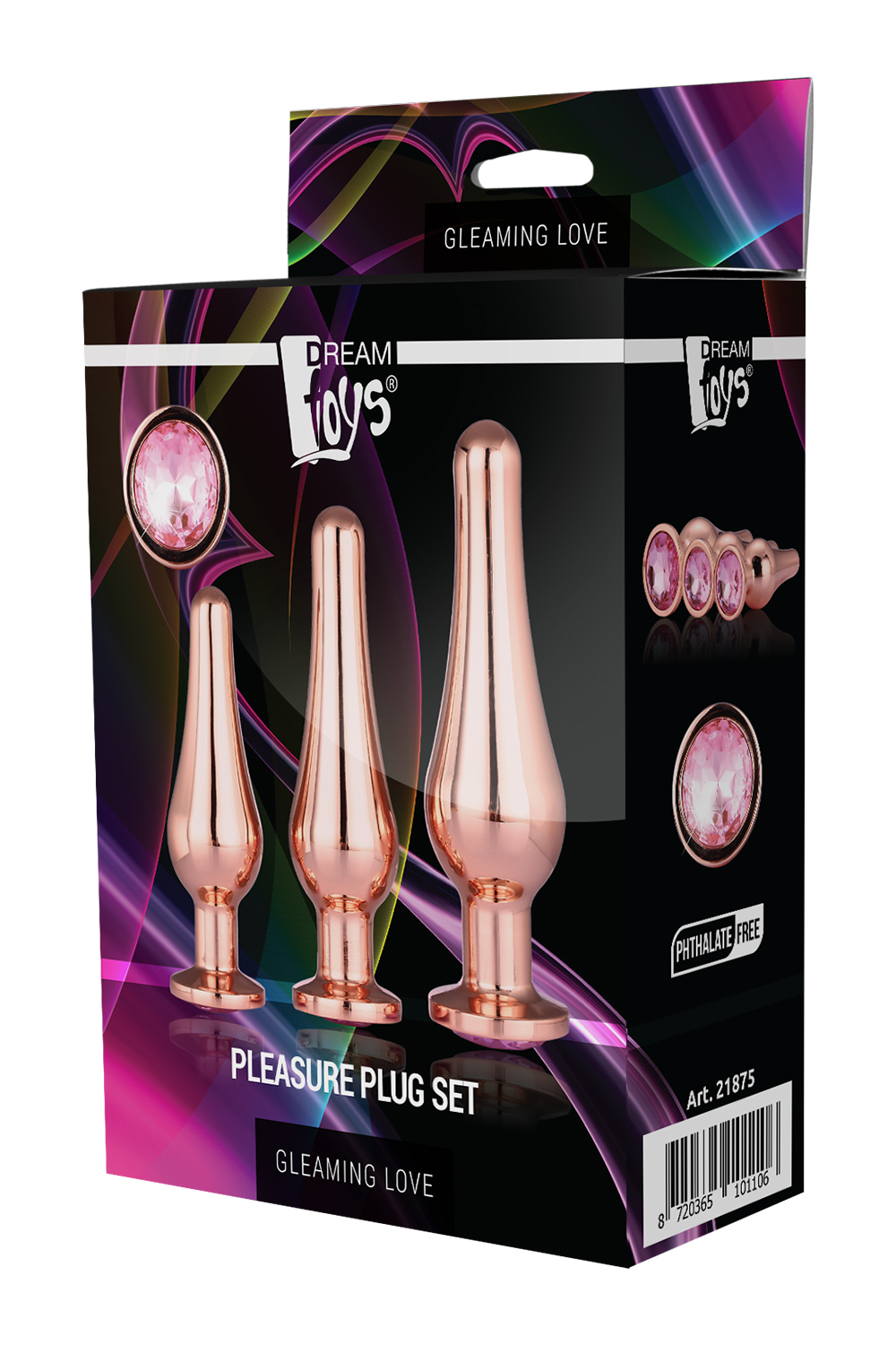 DT21875 набір анальних пробок конічної форми Dream Toys GLEAMING LOVE PLEASURE SET ROSE GOLD
