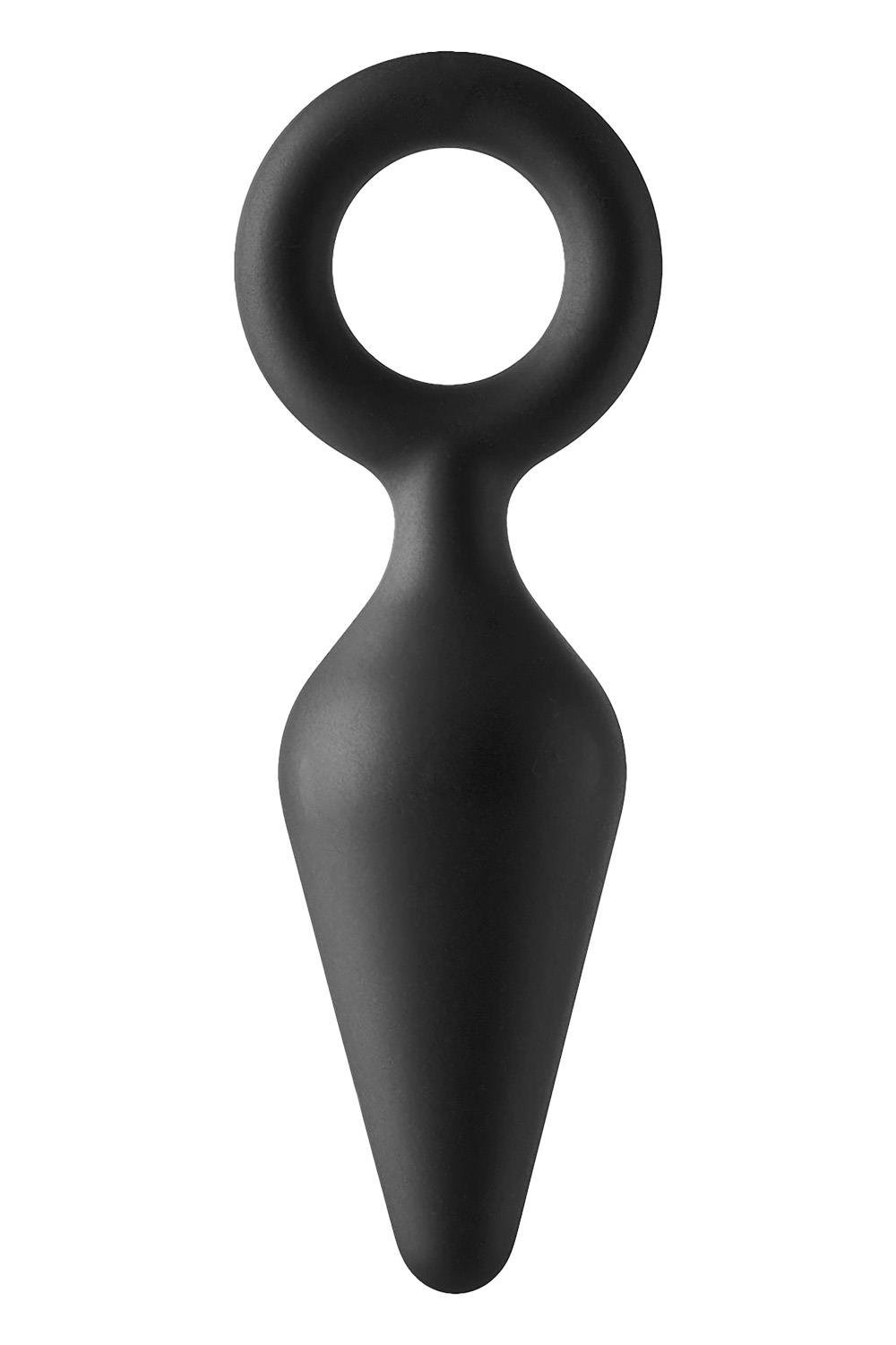 Анальная пробка черная Dreamtoys FANTASSTIC с кольцом, Medium