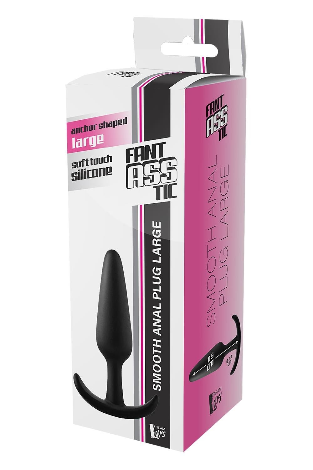 Анальний плаг черный Dreamtoys FantASStic Smooth со стопером в форме якоря, Large