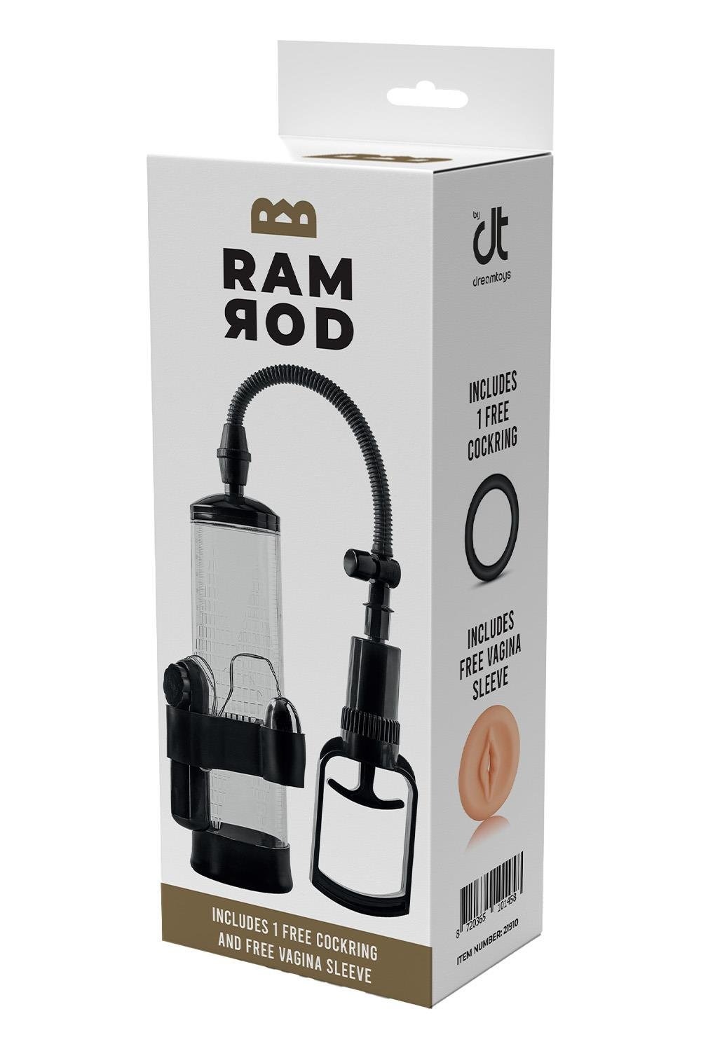 Вакуумна помпа для пеніса з вібрацією Dream Toys Ramrod з ерекційним кільцем та реалістичною насадкою