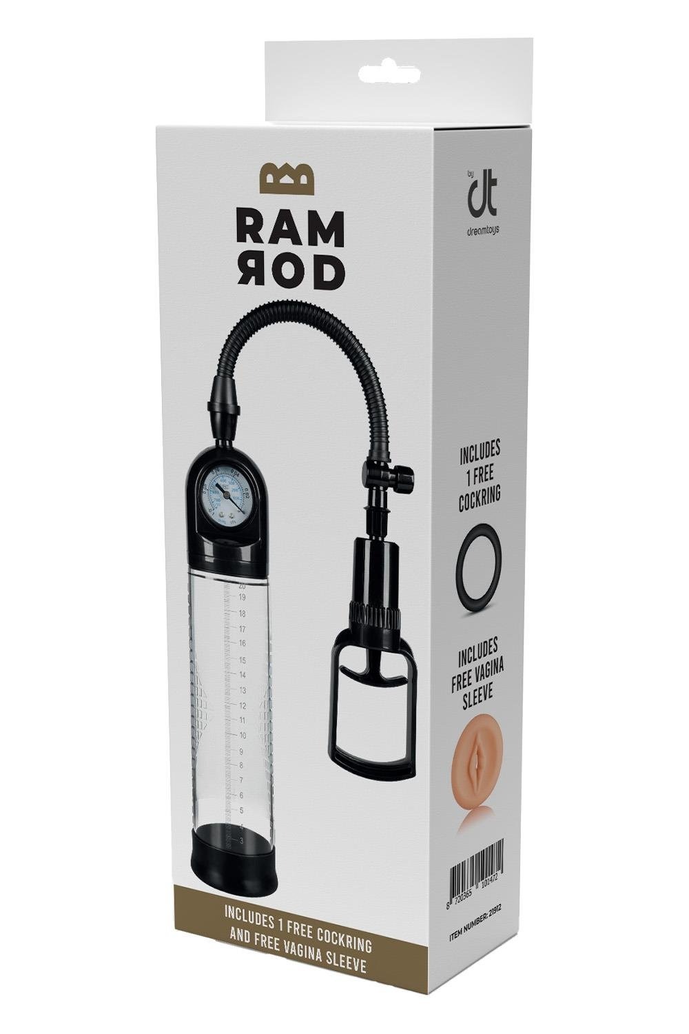 Вакуумна помпа для пеніса з реалістичною насадкою Dream Toys Ramrod та ерекційним кільцем