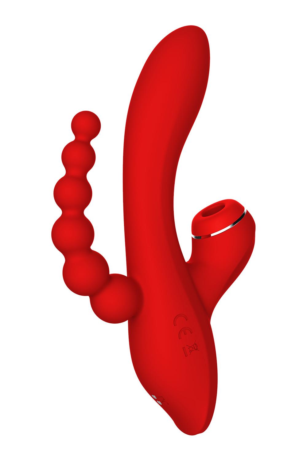 Потрійний вібратор із вакуумною стимуляцією Dream Toys RED REVOLUTION ANNA