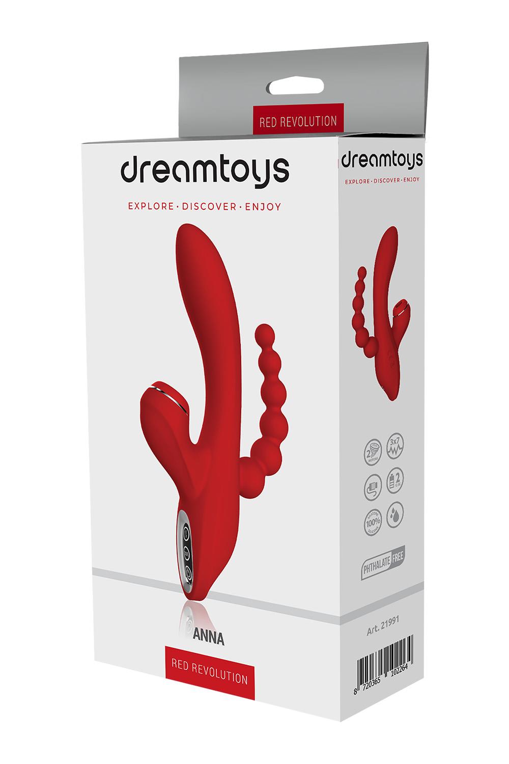 Потрійний вібратор із вакуумною стимуляцією Dream Toys RED REVOLUTION ANNA