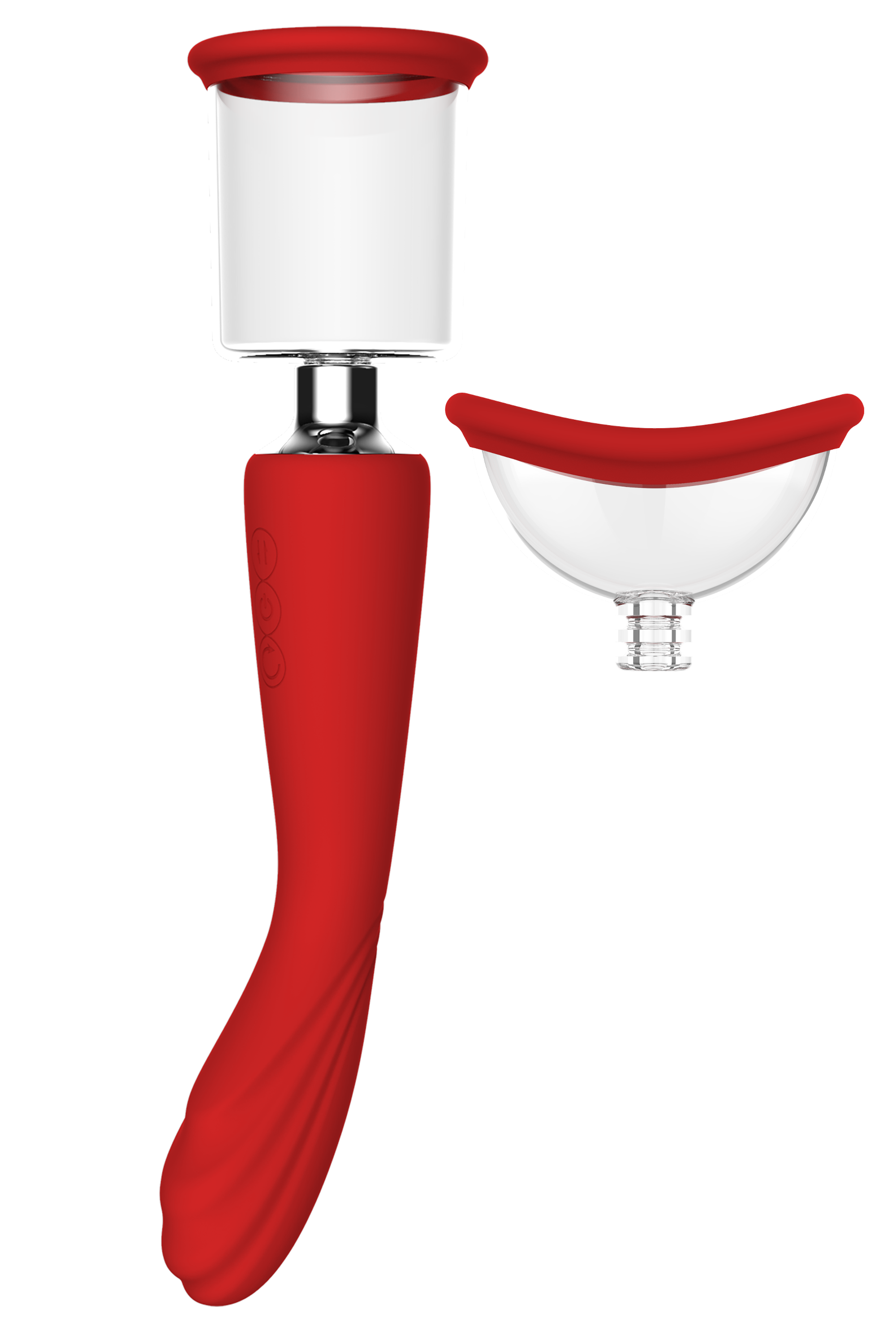 Подвійний вібратор з 2 вакуумними насадками Dream Toys RED REVOLUTION GEORGIA