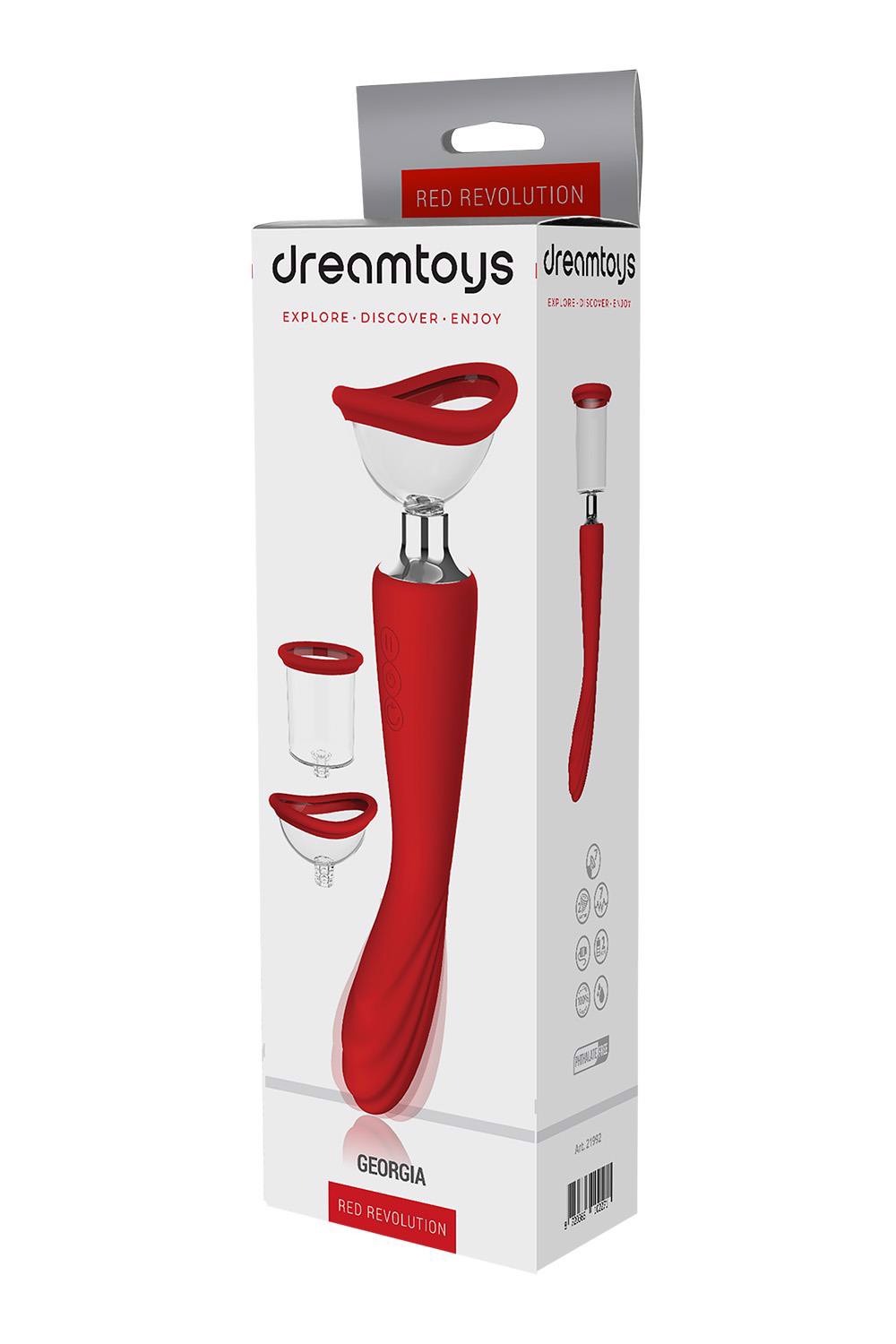 Подвійний вібратор з 2 вакуумними насадками Dream Toys RED REVOLUTION GEORGIA