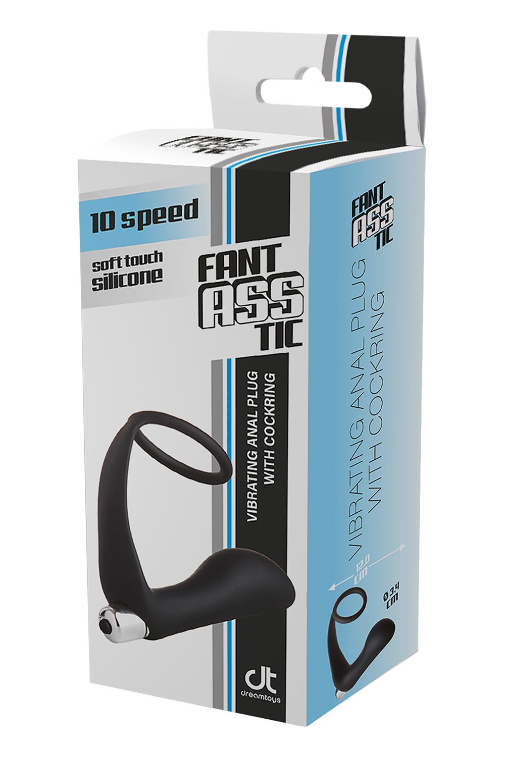 Анальна пробка з еррекційним кільцем FANTASSTIC VIBRATING ANAL PLUG WITH COCKRING BLACK
