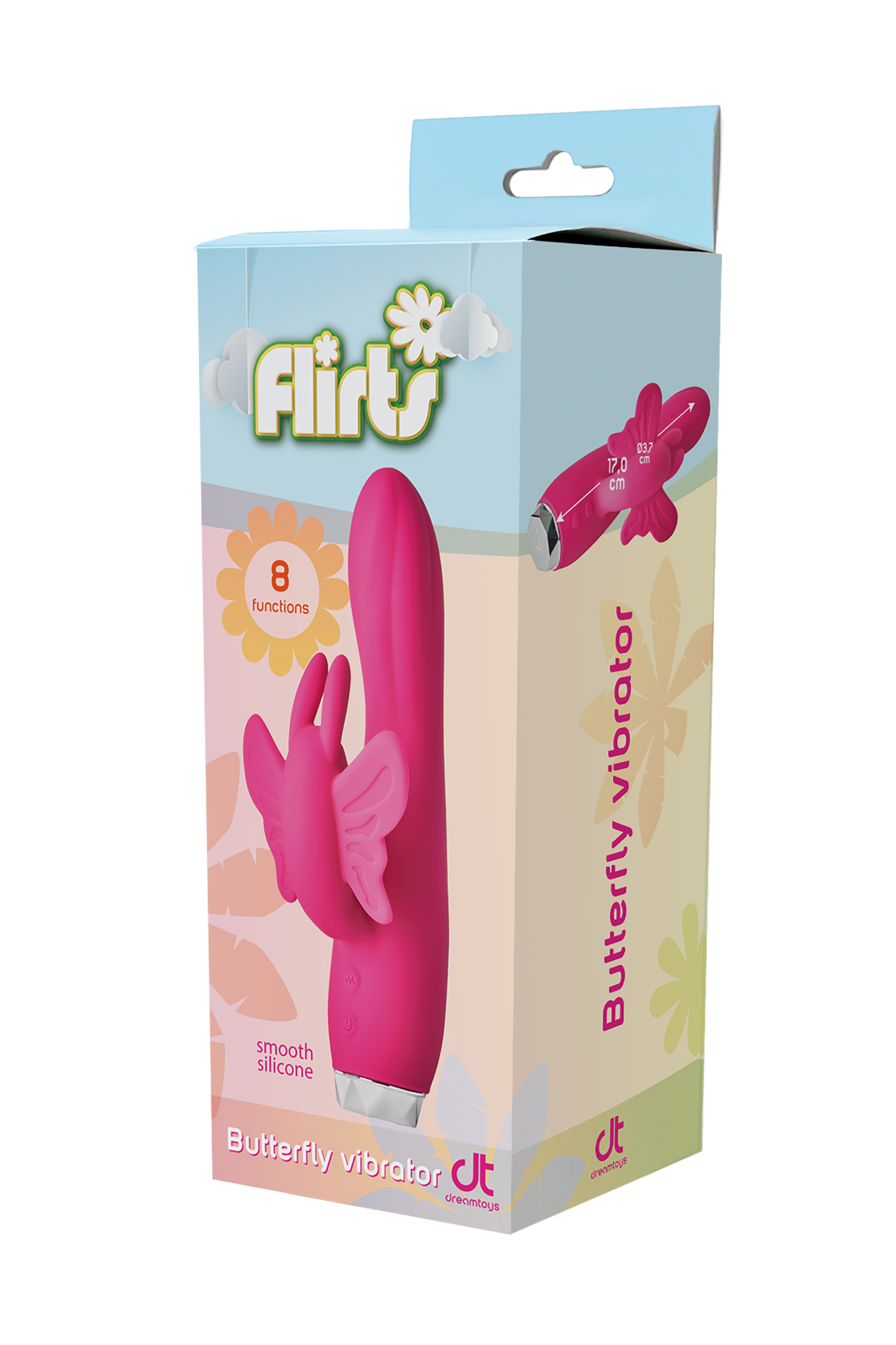 Вібратор кролик у вигляді Метелики Dream Toys Flirts Butterfly, рожевий, 17 см х 3 см