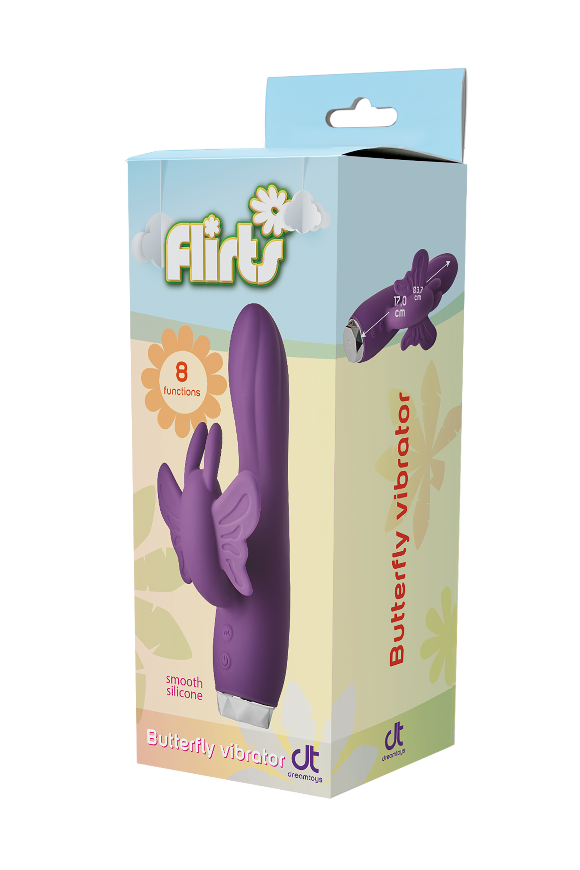 Вібратор-кролик у вигляді Метелики Dream Toys Flirts Butterfly, фіолетовий, 17 х 3 см
