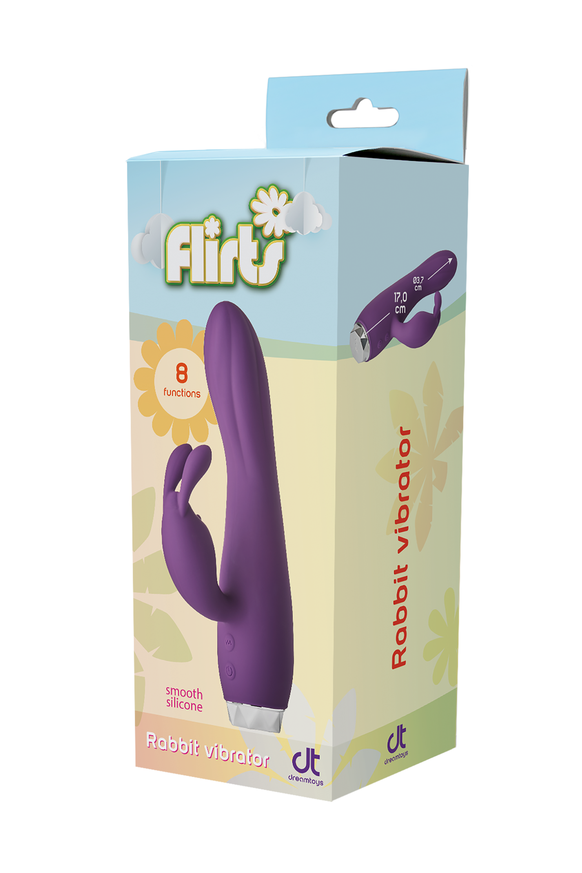 Вібратор кролик Dream Toys Flirts Rabbit, фіолетовий, 17 х 3 см