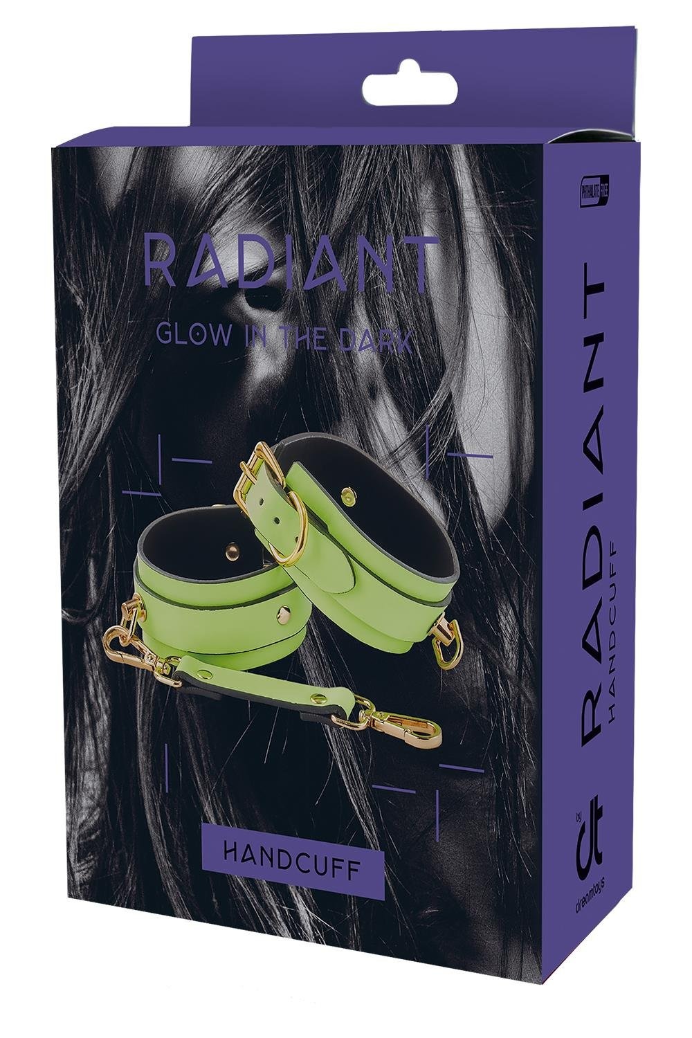 Наручники люминесцентные DreamToys Radiant Glow In The Dark с золотистой фурнитурой, зеленые