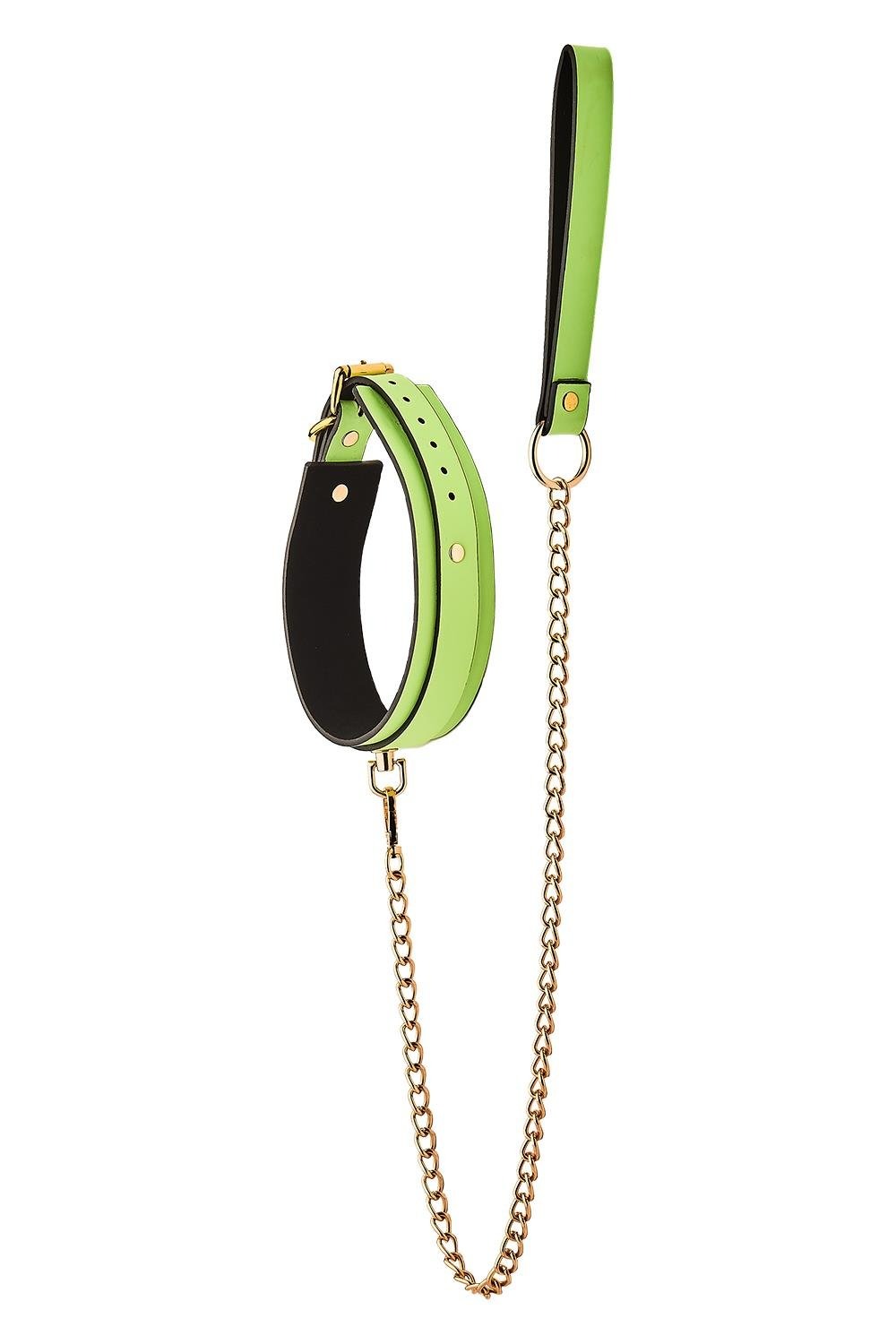 Нашийник з повідцем, що світиться у темряві Dream Toys Radiant Glow In The Dark Collar & Leash зелений