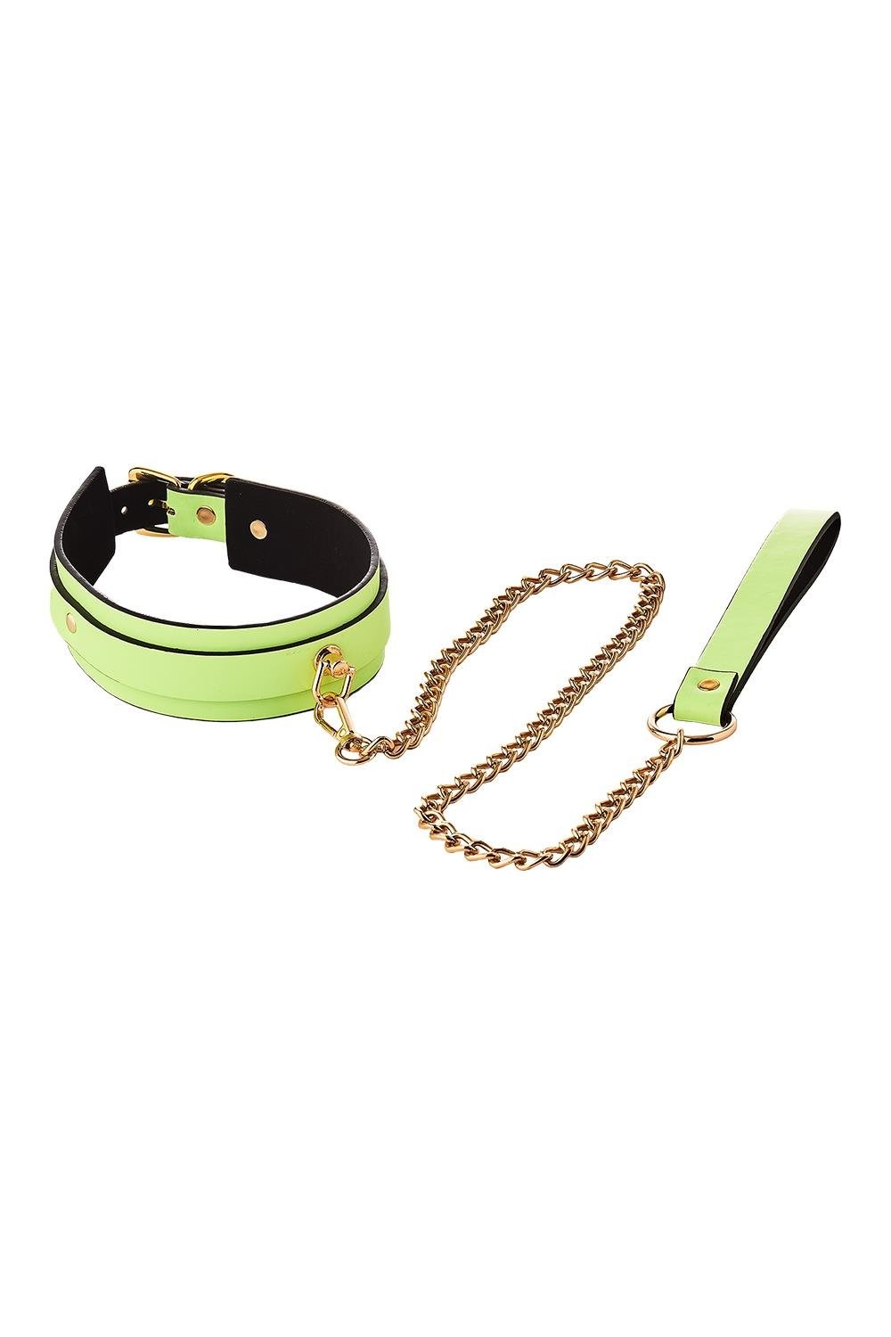Нашийник з повідцем, що світиться у темряві Dream Toys Radiant Glow In The Dark Collar & Leash зелений