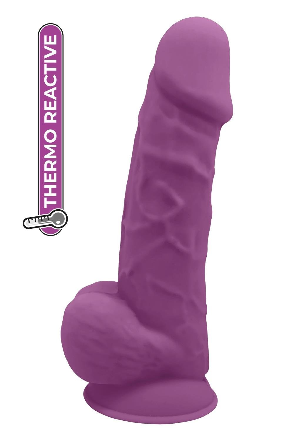 Фаллоимитатор термопластичный с мошонкой Dream Toys Real Love на присоске, фиолетовый