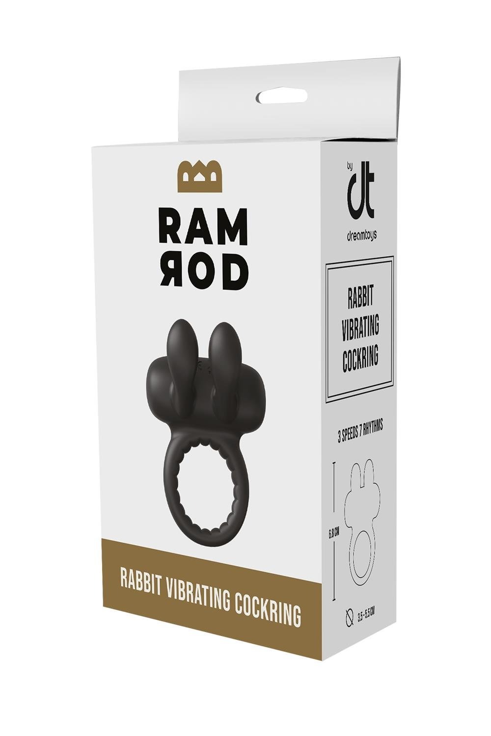 Ерекційне віброкільце Dreamtoys Ramrod Rabbit з вушками для клітора, чорне