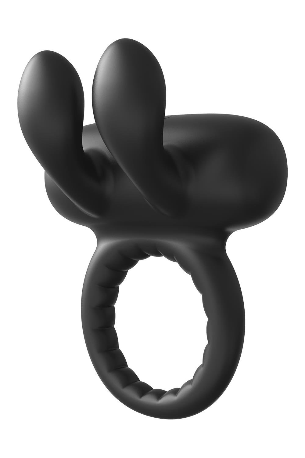 Ерекційне віброкільце Dreamtoys Ramrod Rabbit з вушками для клітора, чорне