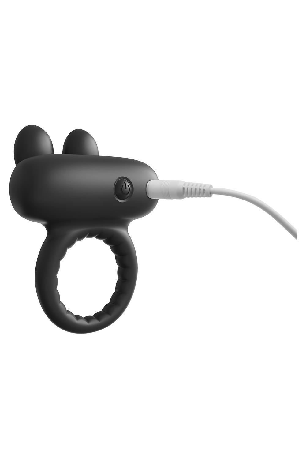 Ерекційне віброкільце Dreamtoys Ramrod Rabbit з вушками для клітора, чорне