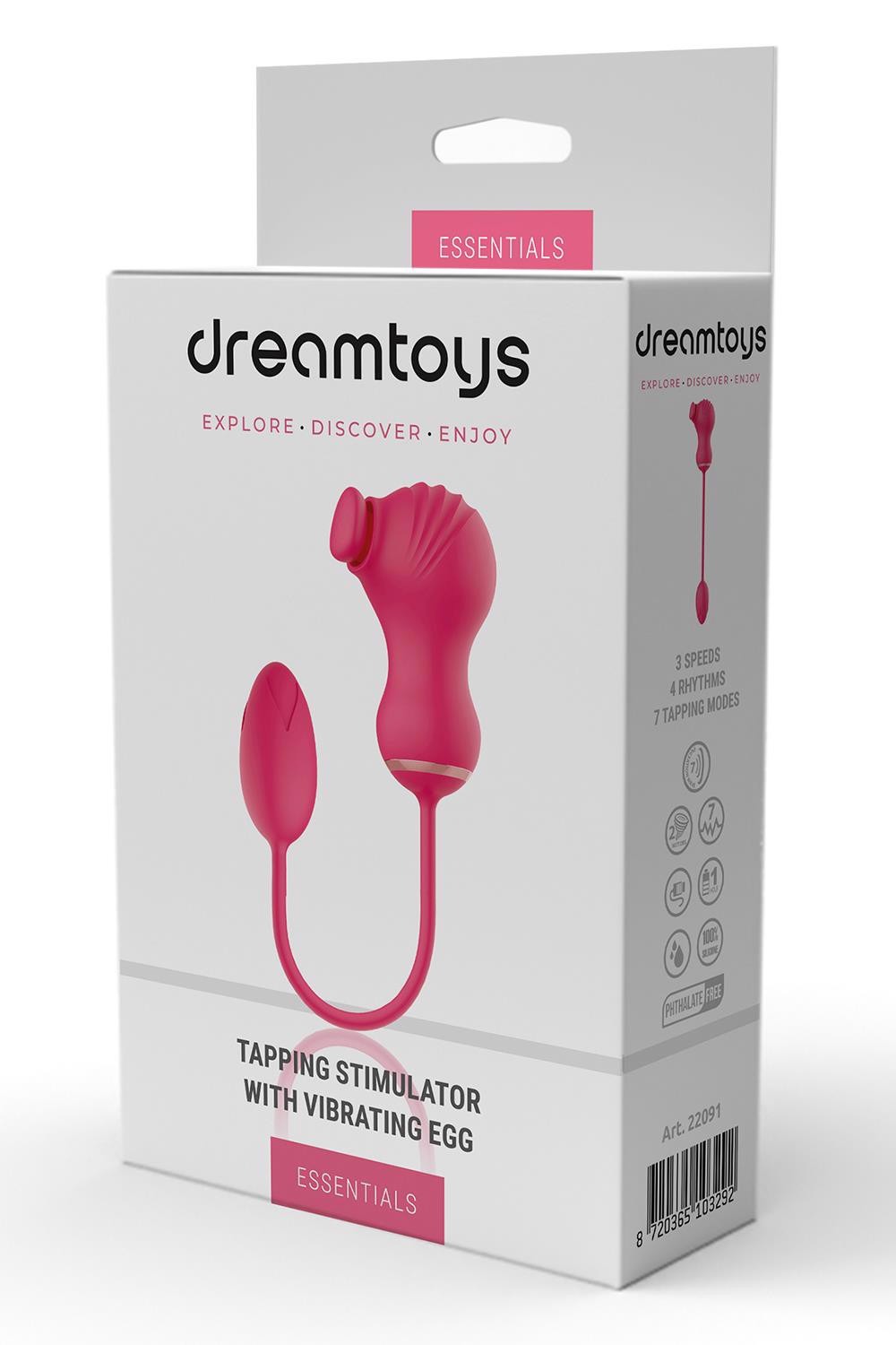 Гнучкий подвійний стимулятор та вібраційне яйце Dream Toys Essentials, рожевий