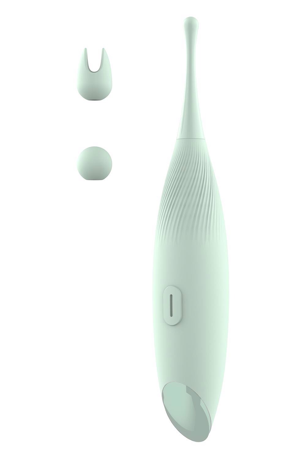 Вибратор для клиторальной стимуляции Dream Toys Glam Pin Point Stimulator, с двумя насадками, мятный